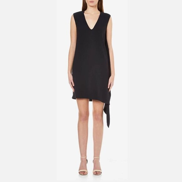Helmut Lang Women's Side Drape V Neck Dress Blue Navy Size M - Picture 1 of 8